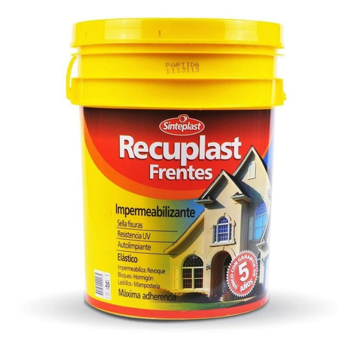 Pintura Recuplast Frentes 5 Años Garantia Sinteplast 10lt