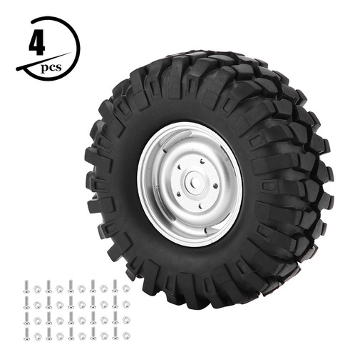 Acessório Rc, Pneu De Borracha 4pcs, 1/10 Escala Rc Crawler