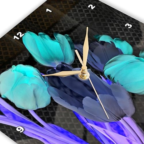 3drose Dpp__3 Reloj De Pared De Tulipanes Azules Iridiscente