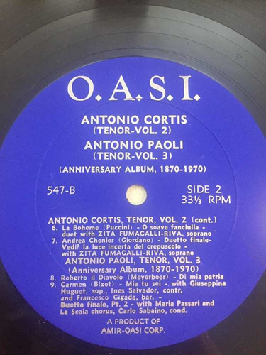 Disco Vinilo Lp Antonio Cortis Paoli Oasi Anniversary Album (Usado)