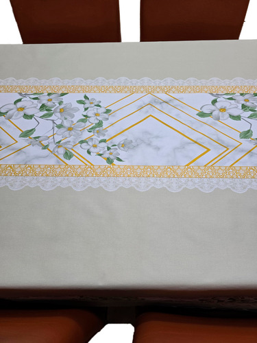 Mantel Mesa Rectangular 1.4x1.8 Impermeable Cuerina Afelpada Camino