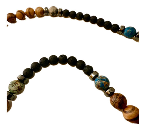 Collar Ónix Y Piedra Volcánica, Punta De Flecha Hematita Marrón