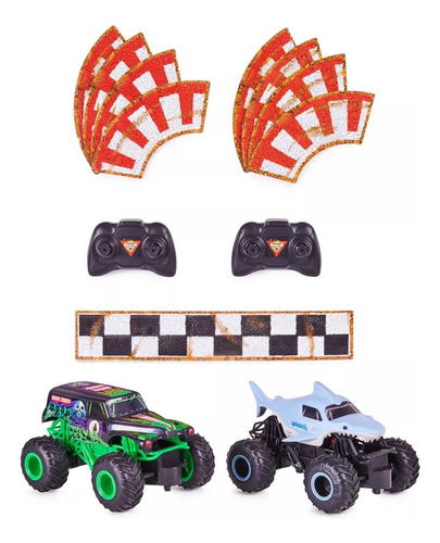 Vehículo de juguete a control remoto Monster Jam Control Remoto Megalodon vs Grave Digger Monster Jam 1:24 megalodon vs grave digger