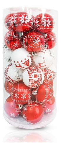 30 Bolas De Navidad Decoradas Con Árbol De Navidad, Rojo Y B
