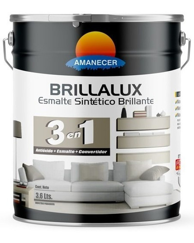 Esmalte Brillalux (3 En 1) 3,6 L  | Amanecer Color Negro