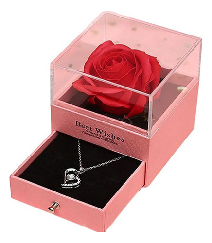 Estuche Mujer Flor Eterna Collar Dije Plata El Mejor Regalo