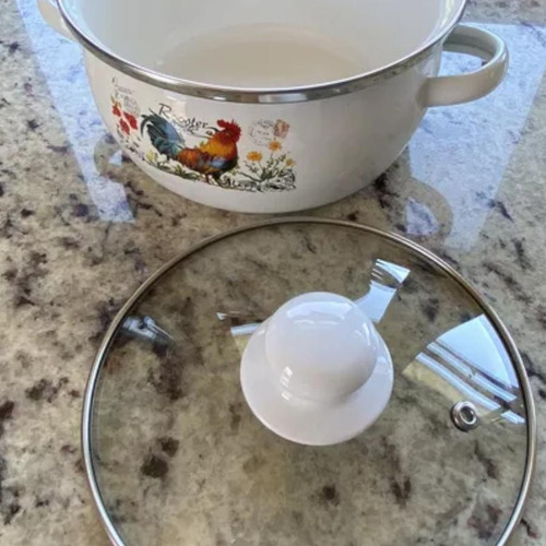 Cacerola Vintage Tapa Vidrio 14 Cm Aleppo Rooster Blanco