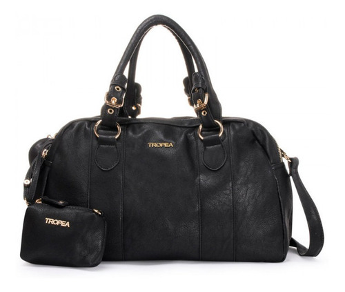 Cartera bowling Tropea Ivana Mujer Adultos Negra Diseño liso Correa negra Asas negras