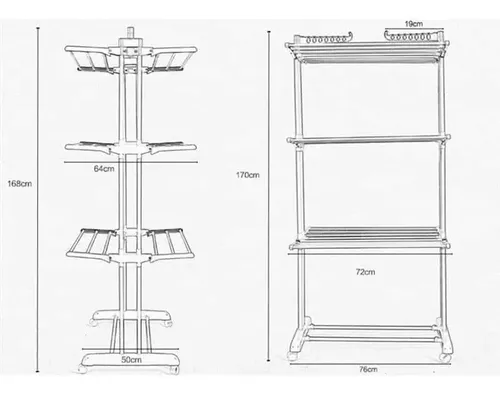 Tendedero Organizador Colgador Ropa Plegable 3 N Blanco