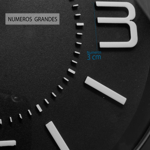Imagen 5 de 7 de Reloj De Pared Moderno Analogo Negro Gigante 27.5 Cm
