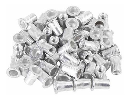 55 Pcs M6 Flat Head Rivet Threaded Insert Nuts Silver Tone A