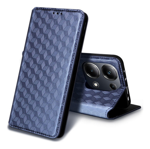 For Xiaomi Poco M6 Pro 4g Cubic Pattern Pu Wallet Card Case