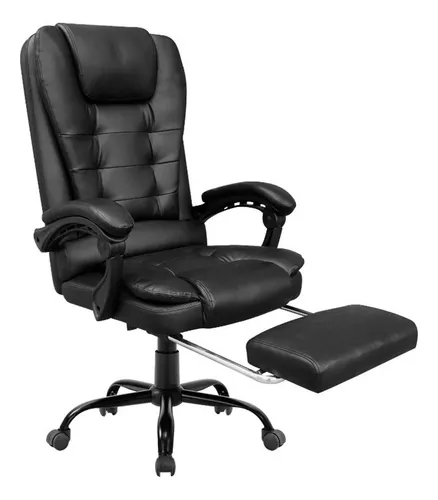 Femmto Silla escritorio oficina postural PC computadora ergonómica negra  con tapizado de cuero sintético