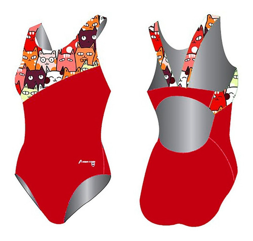 Imagen 2 de 6 de Traje De Baño Para Niñas Kitten Semiestampados Wide Strap
