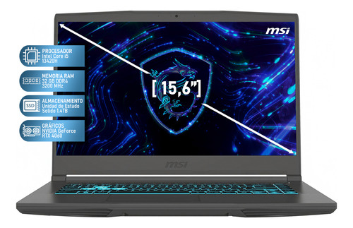 Laptop Gamer Msi Thin A15 Rtx 4060 Core I5 32gb 1.4tb Ssd Gris