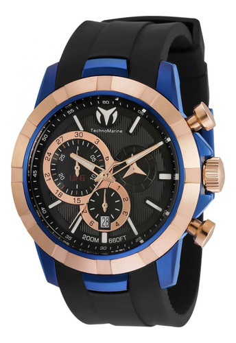 Reloj Technomarine Tm-615015 Negro Hombres Color De La Correa Negro-azul Color Del Bisel Oro Rosa