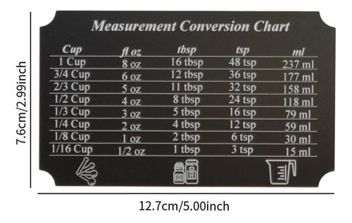Tabla De Conversión De Cocina, Accesorio De Cocina, Negro S