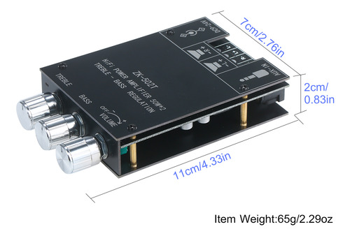 Módulo De Placa Amplificadora De Potencia 50wx2 Aux Y Bt5.0
