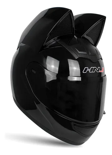Casco negro con orejas de gato sale