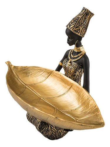 Estatua De Mujer Africana Con Bandeja De Almacenamiento,
