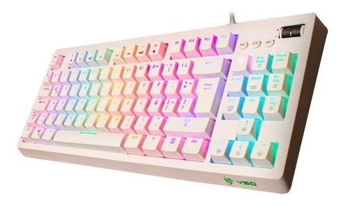 Imagen 2 de 2 de Teclado gamer VSG Quasar RGB QWERTY Outemu Brown - Tactile español latinoamérica color blanco con luz RGB