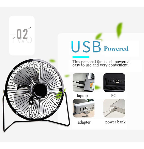 Usb Ventilador De Escritorio 6 Pulgada Metálico 1pcs