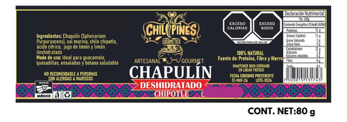 Chapulín Deshidratado Chipotle 80g