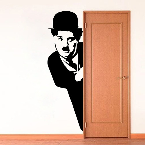 Viniles Decorativos Vinil Puerta Silueta Charlie Chaplin