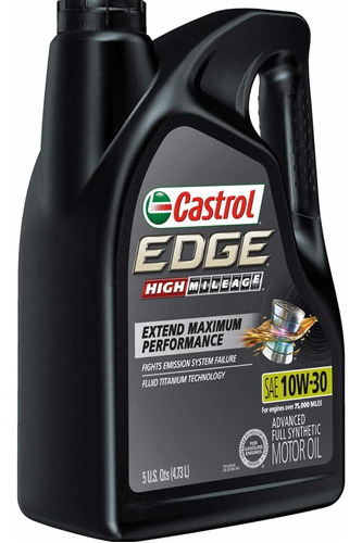 Aceite Castrol Edge 10w-30 Sintético Alto Kilometraje 5qt