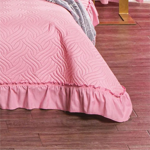 Colcha Neo Rosa Capitonada Matrimonial Concord