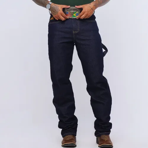 Calça Country Muladeiro Carpinteira Masculina Rodeio Azul C - Miniatura 3