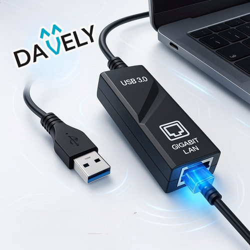 Adaptador Ethernet Usb 3.0 Rj45 Placa De Rede Wifi Gigabit 10/100/1000 Mbps Para Windows Notebook E Desktop Antena Wifi Usb Pc Marca Davely