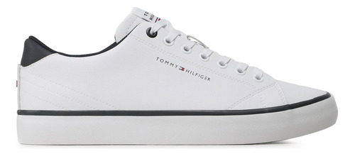 Tenis Tommy Casual Vulc En Cuero Con Logo Piel Amplio 