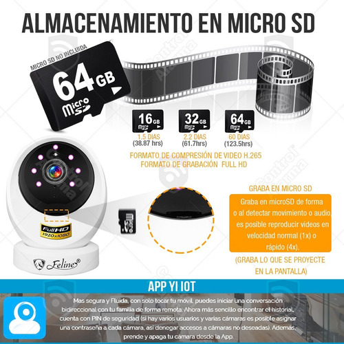 Imagen 8 de 10 de Camara Wifi Ip Full Hd Seguridad Deteccion Movimiento Audio Vision Nocturna Espia Grabacion Nube Alarma Casa