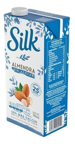 Leche De Almendra Silk Sin Azucar Original 6 Pzs De 946 Ml