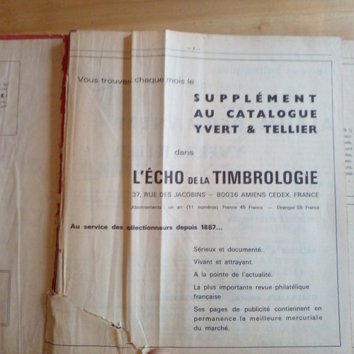 Catálogo Timbres De Francia Yvert Et Tellier 1978 Tomo 1 Y 3 (Usado)