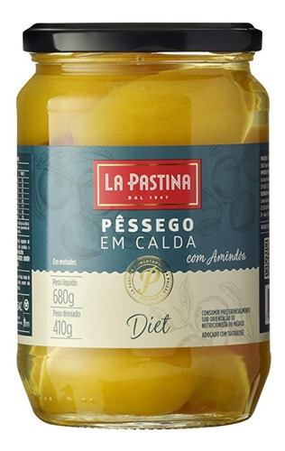Imagem 1 de 2 de Pessego Em Calda Diet La Pastina C/ Amendoa 410g