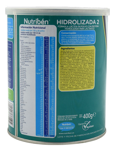 Nutribén Hidrolizada 2 Tarro Con 400 G