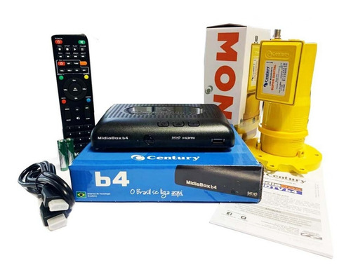 Kit Receptor Conversor Midiabox B4+ Lnbf Monoponto Century