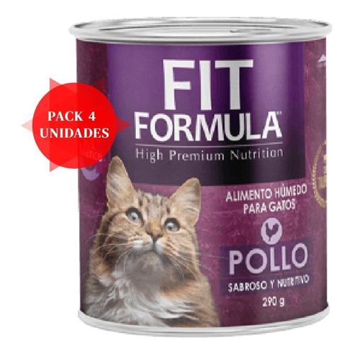 Fit Formula Lata Gato Sabor Pollo 290gr Pack 4un Mp