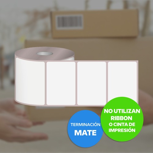 Etiquetas Térmicas 50mm X 25mm 2 Bandas Autoadhesivas Para Despacho Logística Envios - Pack X6 Rollos