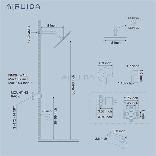 Juego De Grifos De Ducha Airuida Con Forma De Lluvia Redonda