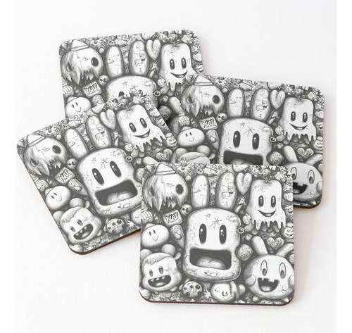 Set Posavasos Personajes De Dibujos Animados Caprichosos Cal