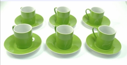 6 Tazas De Café Con Plato Color Combinado 