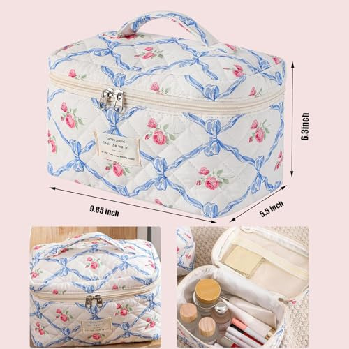 Bolsa De Maquillaje Acolchada Algodón Estética Floral