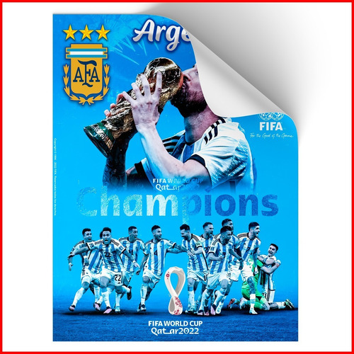 Poster Adherible Messi Argentina Campeón Qatar #4 52x42cm