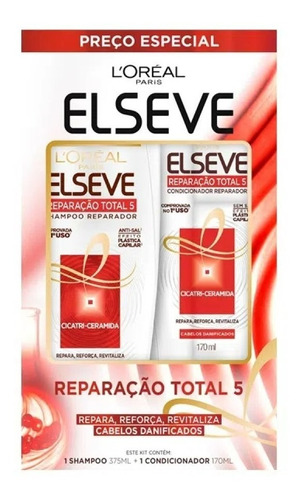 Kit Shampoo 375ml + Condicionador 170ml Reparação T5 Elseve