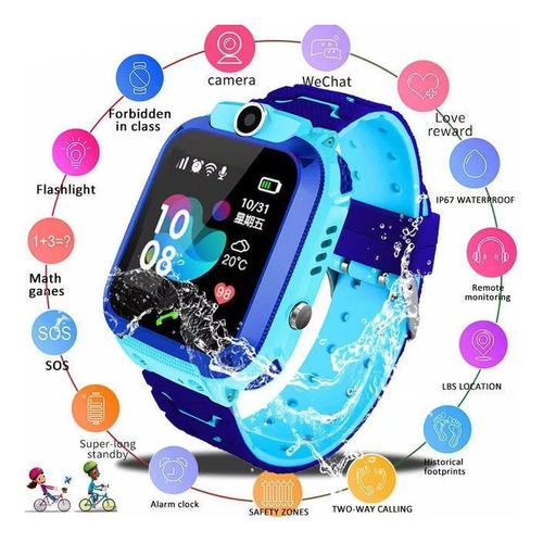Reloj Inteligente For Niños Con Gps, Resistente Al Agua, Cá