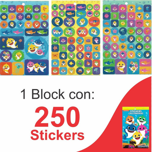 Block De Stickers Calcomanias Baby Shark - Pingusblock