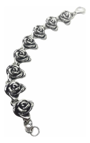 Imagen 4 de 6 de Pulsera Rosa Inflada De Plata 925
